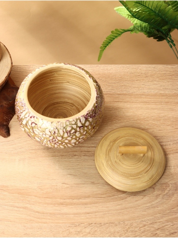 Банка для сыпучих продуктов, 16×16×12 см, бамбук