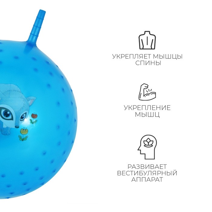 Мяч - прыгун с рожками, массажный, d=55 см, МИКС