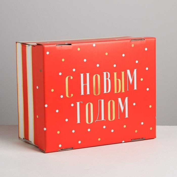 Коробка подарочная новогодняя складная «Новогодний», 31,2 х 25,6 х 16,1 см, Новый год