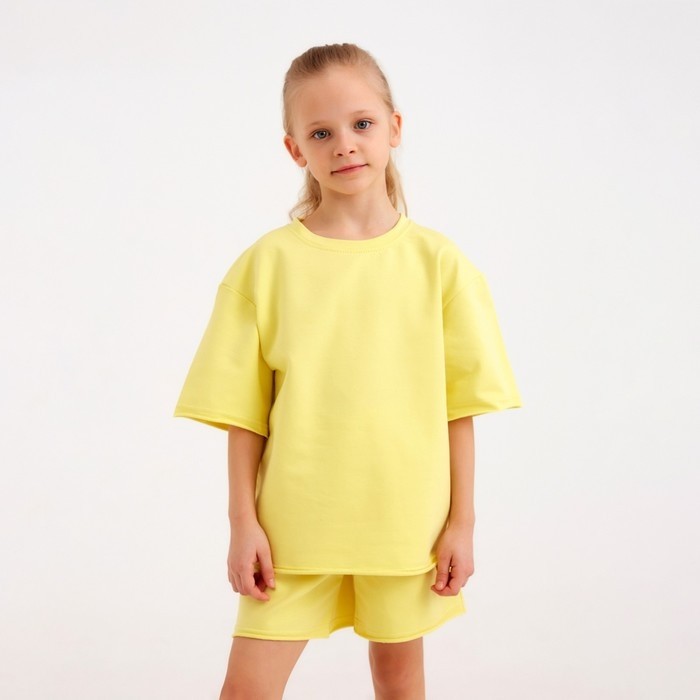 Костюм детский (футболка, шорты) MINAKU: Casual Collection, лимонный, рост 158 см