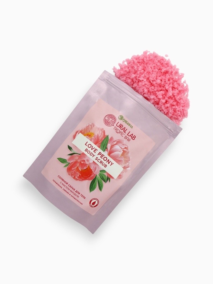 Скраб для тела соляной «Пион» с маслом миндаля, 250 г TROPIC BAR