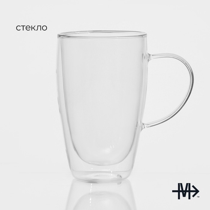 Кружка с двойными стенками Magistro «Дуо», 500 мл, 14.5×9×15.5 см, стекло