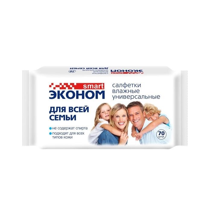 Влажные салфетки «Эконом» Smart, для всей семьи, 70 шт. (Цена за 3 шт.)