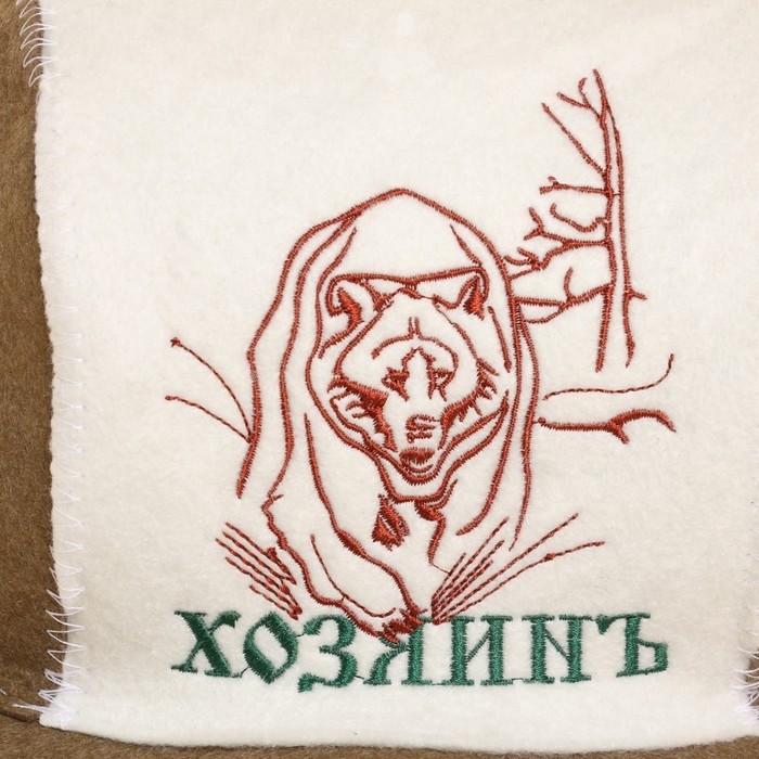 Набор для бани с вышивкой «Хозяин», 2 предмета: шапка - кепка, коврик, войлок, МИКС, «Добропаровъ»