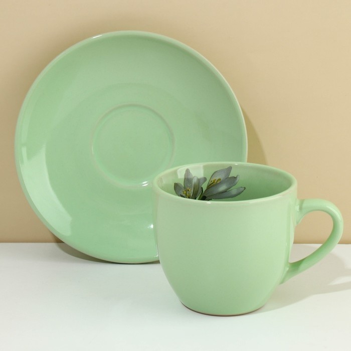 Чайная пара из керамики Lemon flowers, 250 мл, Dolce Ceramo