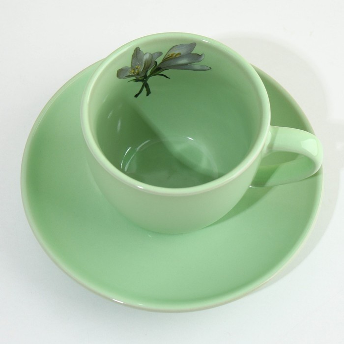 Чайная пара из керамики Lemon flowers, 250 мл, Dolce Ceramo