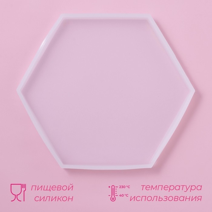 Молд для эпоксидной смолы Доляна «Шестиугольник», силикон, 16×14×1.2 см, прозрачный