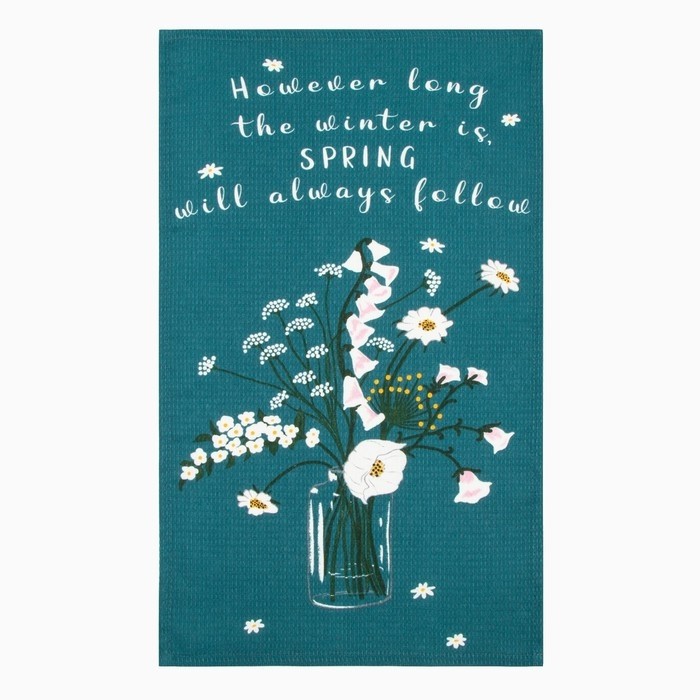 Набор кухонных полотенец Доляна Hello spring, 35×60 см -4 шт., 100% хлопок, вафля 160 г/м²