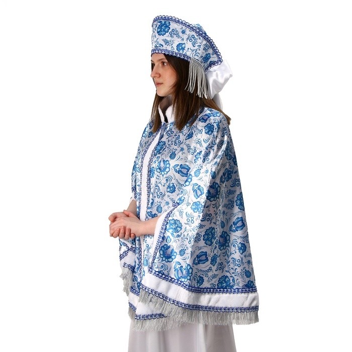 Русский народный костюм «Гжель», накидка, кокошник, р-р 52-58