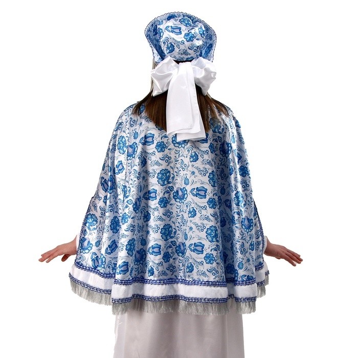 Русский народный костюм «Гжель», накидка, кокошник, р-р 52-58