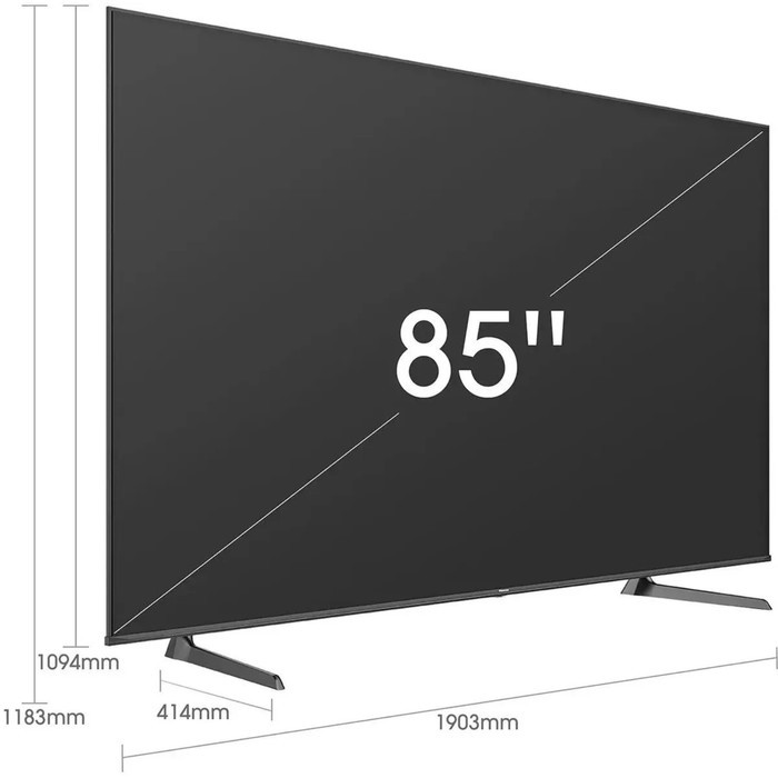 Телевизор Hisense 85A6BG, 85", 3840×2160, DVB-T/T2/C/S2, HDMI×3, USB×2, Smart TV, чёрный