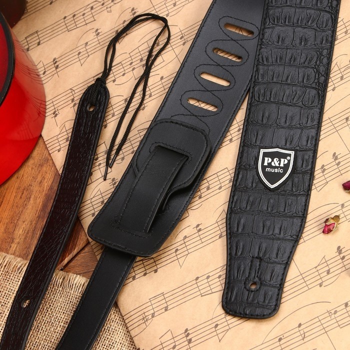 Ремень гитарный Music Life, кожаный, длина 150 см, аллигатор