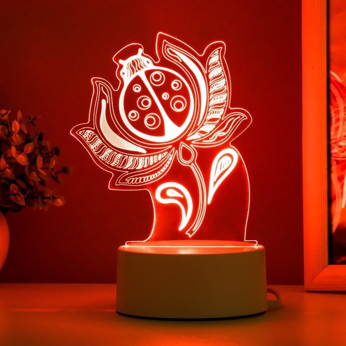 Светильник 3D ночник RISALUX «Божья коровка», LED, белый, 11.9×9.5×15.1 см