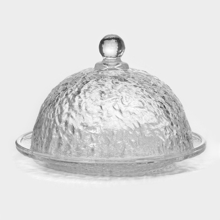 Блюдо для подачи с крышкой «Вулкан», 19.3×13.5 см, крышка 16.5 см, стекло, прозрачное