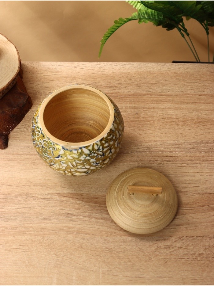 Банка для сыпучих продуктов, 13×13×12 см, бамбук