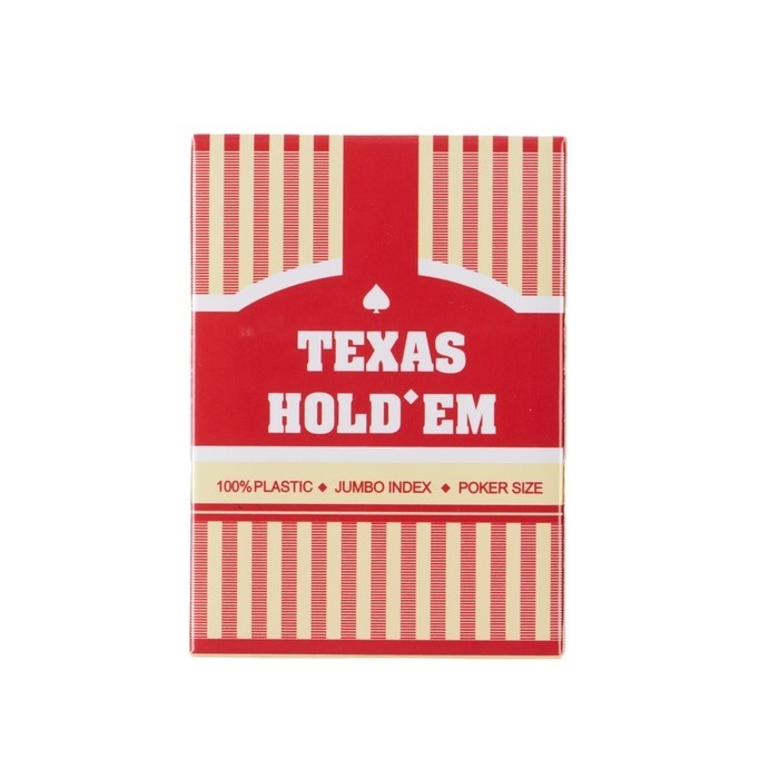 Карты игральные пластиковые Texas Hold'em, колода 54 шт., 8.8×6.3 см, красные