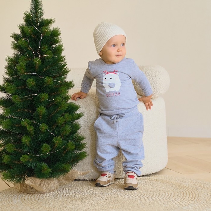 Комплект: джемпер и брюки Крошка Я "Merry Xmas", цвет серый