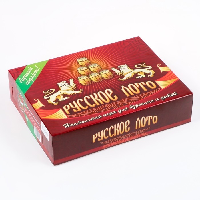 Русское лото, игра настольная "Два Грифона", 24 карточки, карточка 21 х 7.5 см, с бочонками