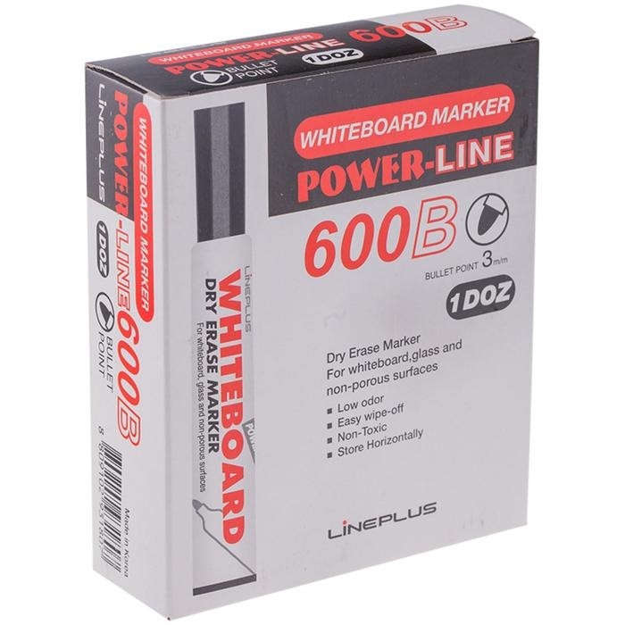 Маркер для доски Line Plus 600B, 3.0 мм, чёрный (Цена за 12 шт.)