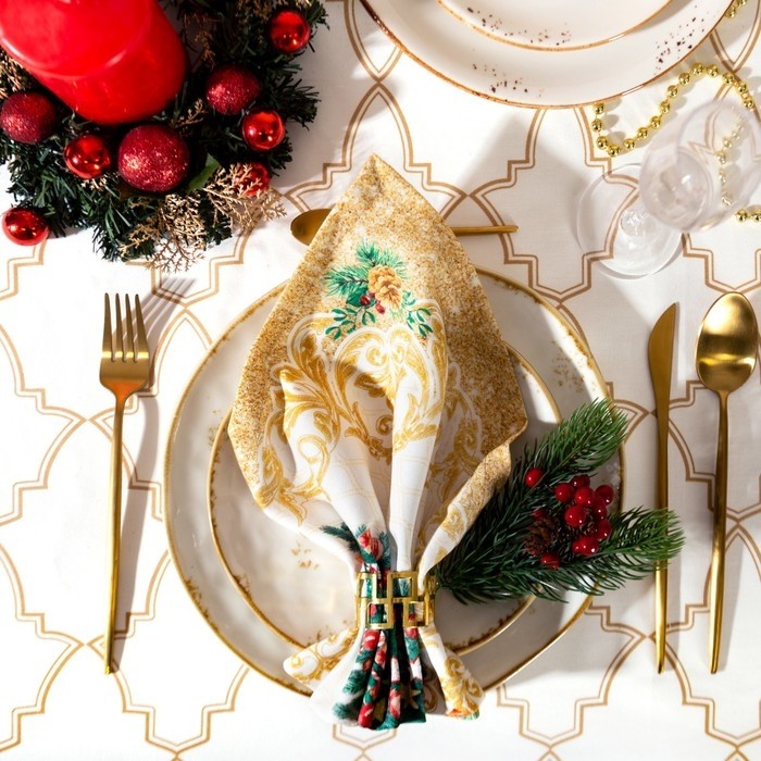 Набор сервировочных салфеток "Этель" Golden Christmas 40х40см 4 шт, 100% хл, саржа 190 гр/м2