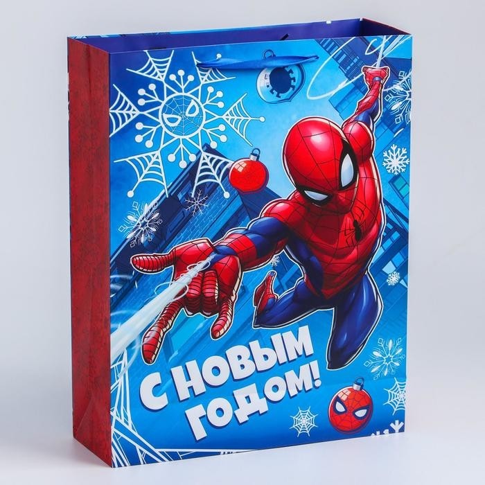 Пакет подарочный «С Новым годом!», 31×40×11 см, упаковка, Человек-паук