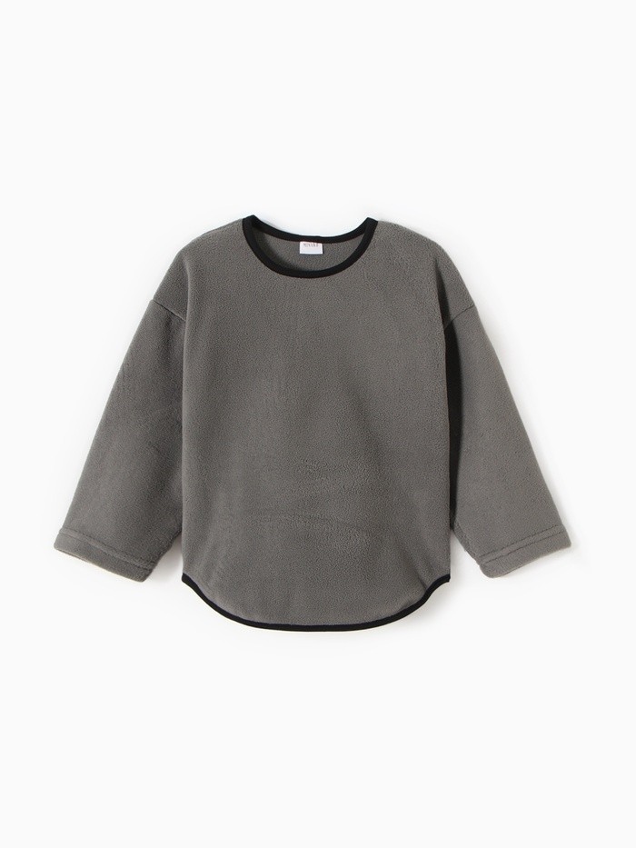 Свитшот флисовый детский MINAKU: Fleece Soft, графит, рост 140 см