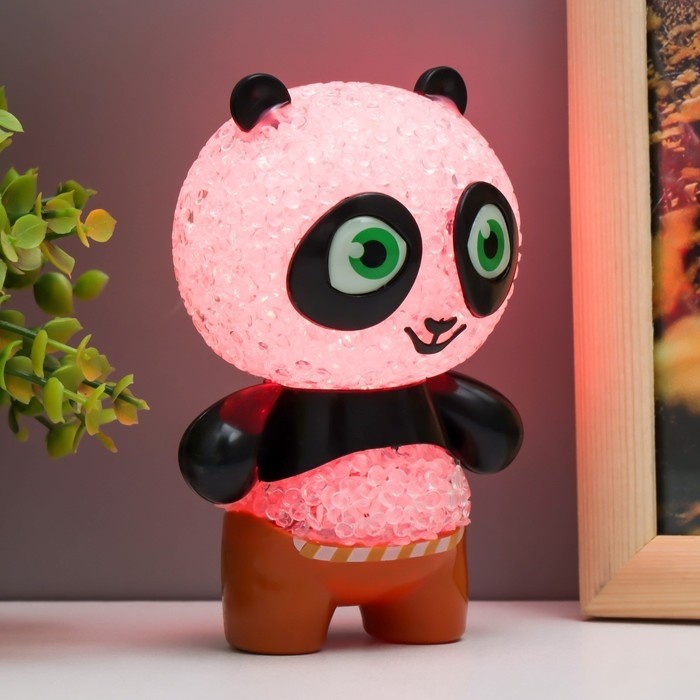 Фигурка светящаяся RISALUX «Панда», LED-ночник, RGB, от батареек 3×LR44, 7×7×11 см
