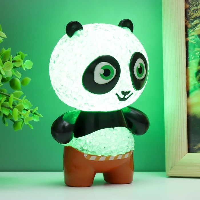 Фигурка светящаяся RISALUX «Панда», LED-ночник, RGB, от батареек 3×LR44, 7×7×11 см