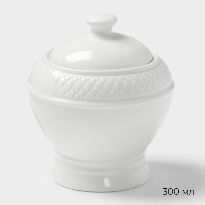 Набор сервировочный Magistro Argos, 2 предмета: молочник 300 мл, сахарница 300 мл, фарфор, белый