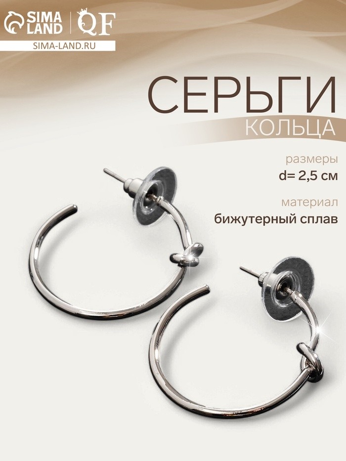 Серьги-кольца «Перерождение» классика, d=2.5 см, цвет серебро