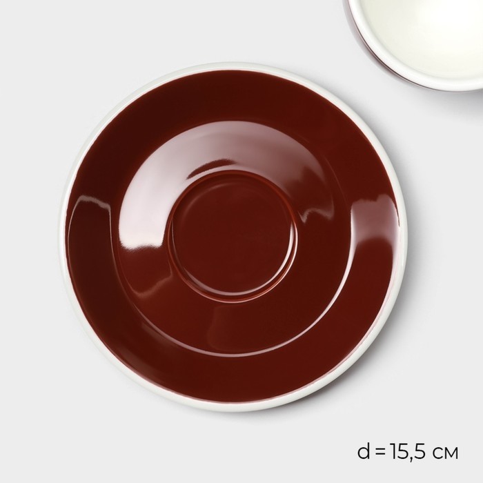 Кофейная пара Magistro Coffee time, 2 предмета: чашка 280 мл, блюдце d=15.5 см, фарфор, коричневая