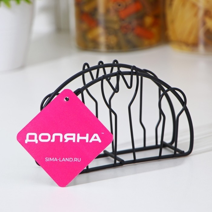 Салфетница Доляна «Столовые приборы»,13×3.5×8 см, чёрная (Цена за 2 шт.)