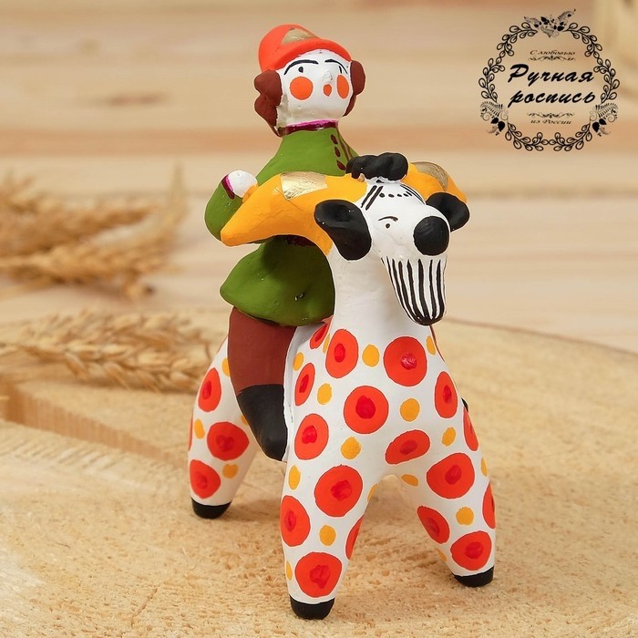 Дымковская игрушка «Фигурка: Мужик на козле», 8×6×11 см