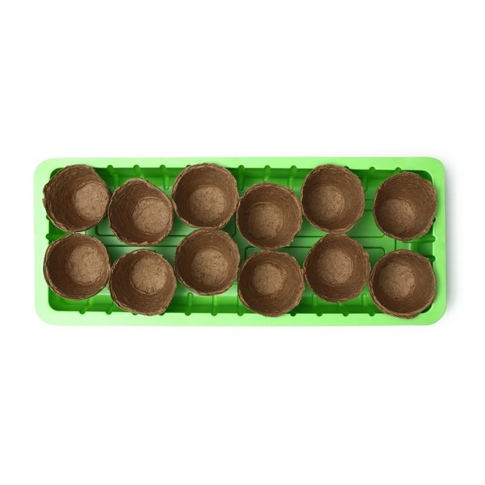 Мини-парник для рассады, 36 × 13 × 12 см, пластик, торфяной горшок, 100 мл, d = 6,5 см, 12 шт., Greengo (Цена за 5 шт.)