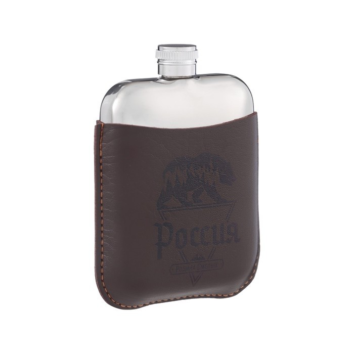Фляжка «Россия», нержавеющая сталь, чехол, 180 мл, 6 oz