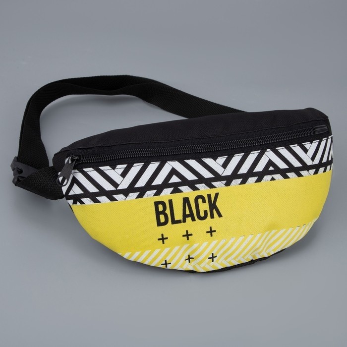 Сумка поясная Black, 32×8×15 см, отдел на молнии, наружный карман, чёрная