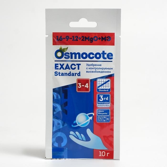 Удобрение Osmocote Exact Standard=3-4 месяца длительность действия, NPK 16-9-12+2MgO+МЭ, 10 г (Цена за 3 шт.)