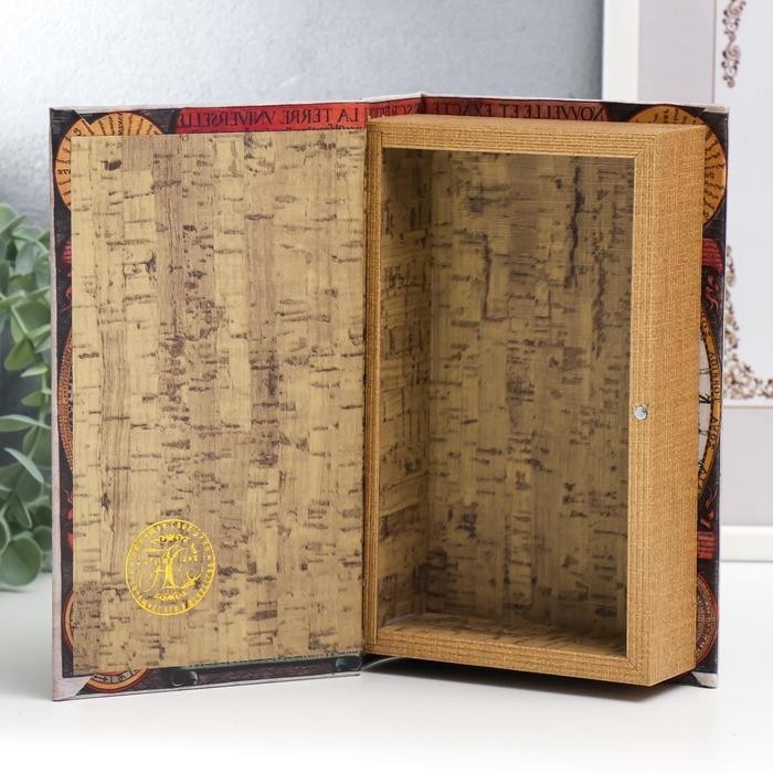 Шкатулка-книга «Карта Колумба», дерево и искусственная кожа, 21×13×5 см