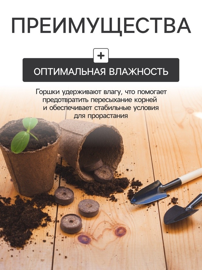 Набор для рассады: торфяной горшок 6×6 см, кассета на 40 ячеек, Greengo