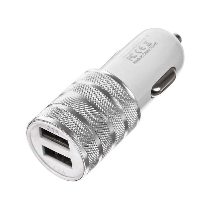 Автомобильное зарядное устройство, 2 USB, 2.1 А/1 А, МИКС (Цена за 2 шт.)