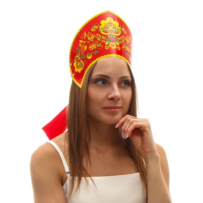 Кокошник «Цветы на красном»