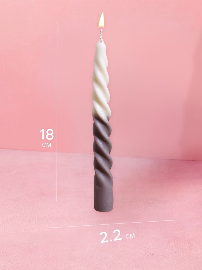 Свеча витая двухцветная, 2.2×2.2×18 см, соевый воск, МИКС