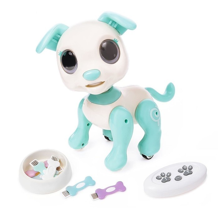 Робот собака радиоуправляемый «Питомец» WOOW TOYS, на пульте управления, интерактивный: звук, свет, танцующий, на аккумуляторе, бирюзовый