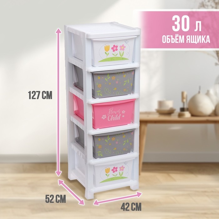 Комод детский пластиковый , 5 секций