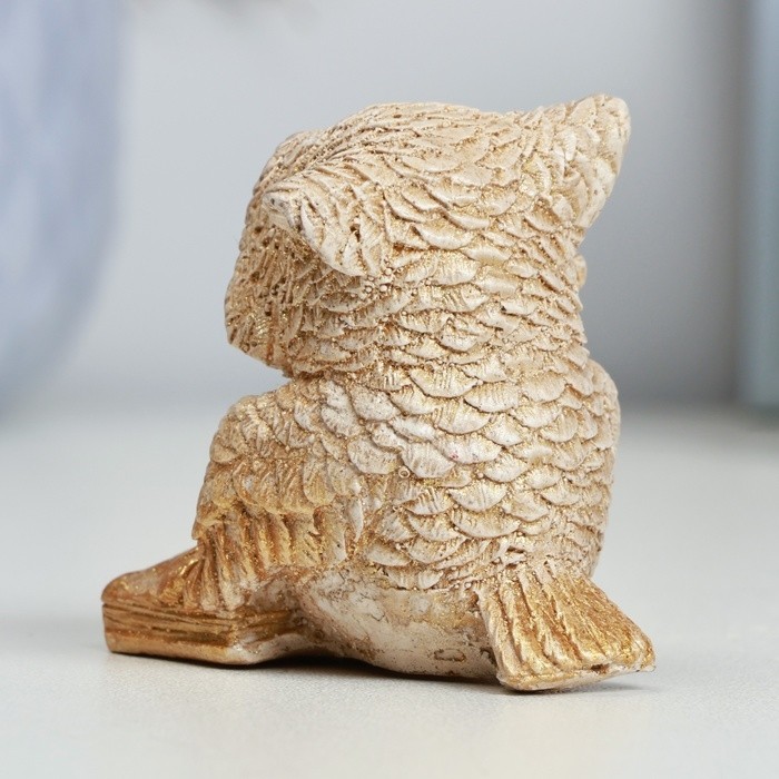 Фигурка гипс «Сова за чтением», бежевая, 6×5 см