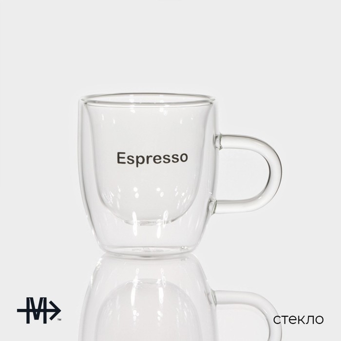 Кружка с двойными стенками Magistro «Дуо. Espesso», 80 мл, 9×6×6.5 см, стекло
