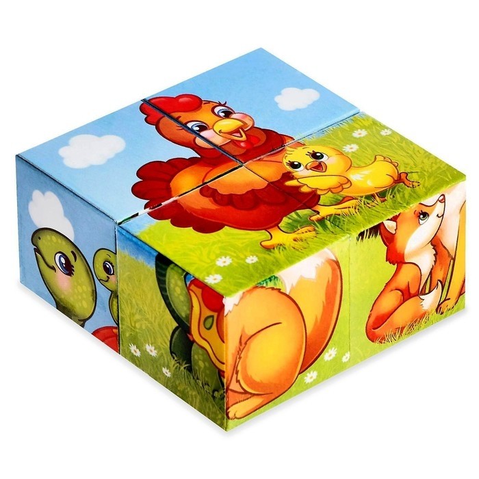 Кубики картонные «Мамы и дети», 4 шт (Цена за 2 шт.)