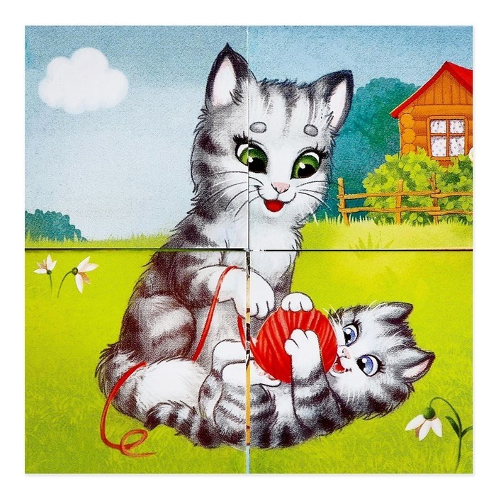 Кубики картонные «Мамы и дети», 4 шт (Цена за 2 шт.)