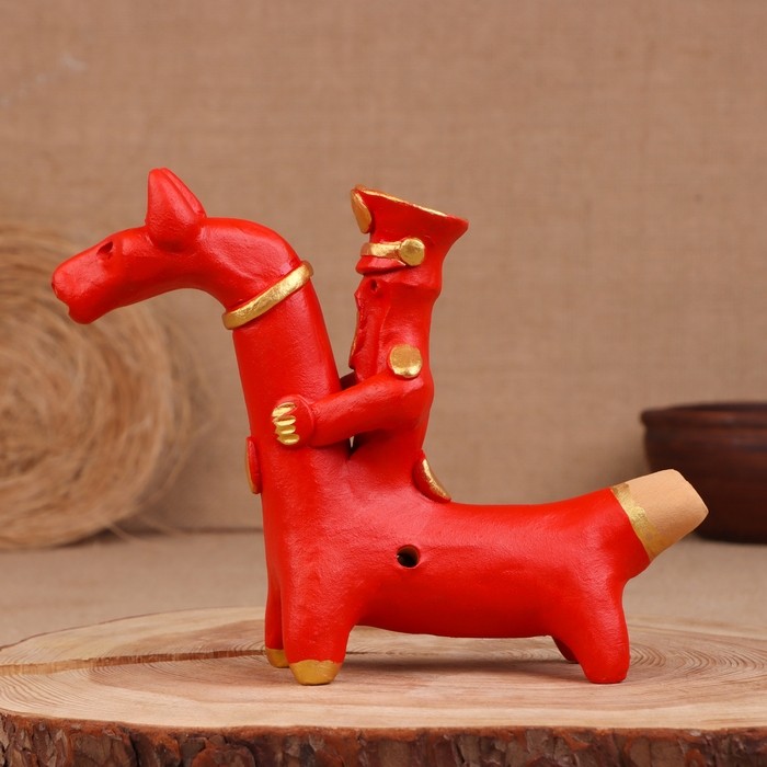 Абашевская игрушка «Всадник», свистулька, фигурка, 12×5×13 см, Зоткин А.Н., МИКС