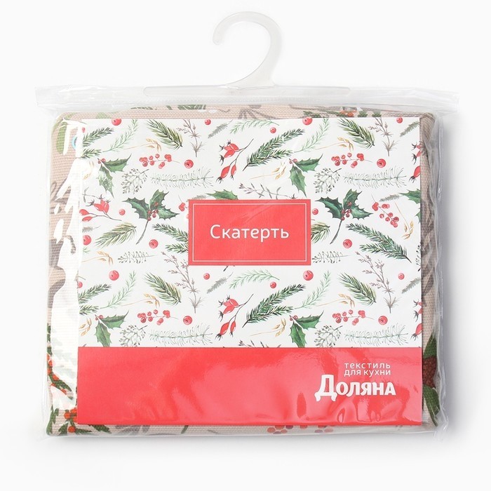 Скатерть новогодняя Доляна Bullfinch 149х250+/- 3см, 100% хл, рогожка 164 г/м2